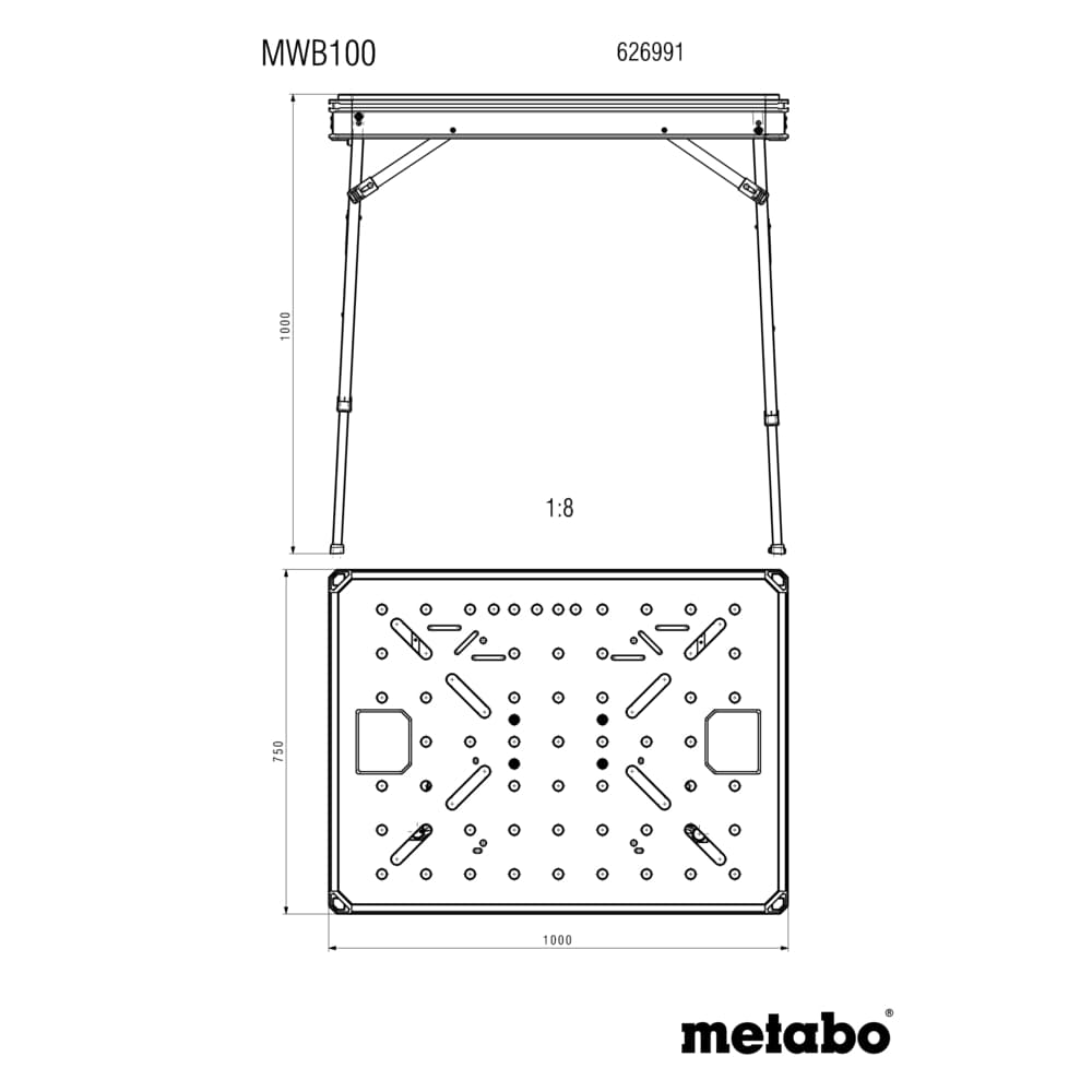 Metabo Multifunktionstisch klappbar MWB 100 - höhenverstellbar - Mobile Werkbank