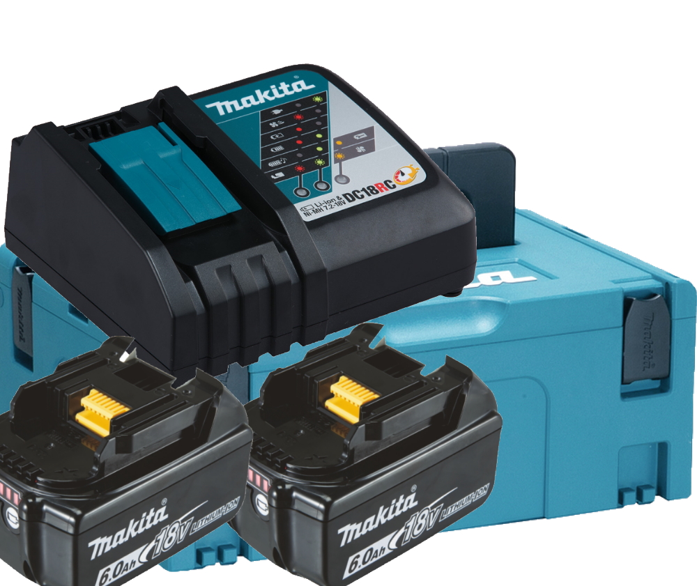 Makita Akkus Ladegerät Koffer Set - DC18RC - 18V - 2x BL1860B AKKU - Makpac 2