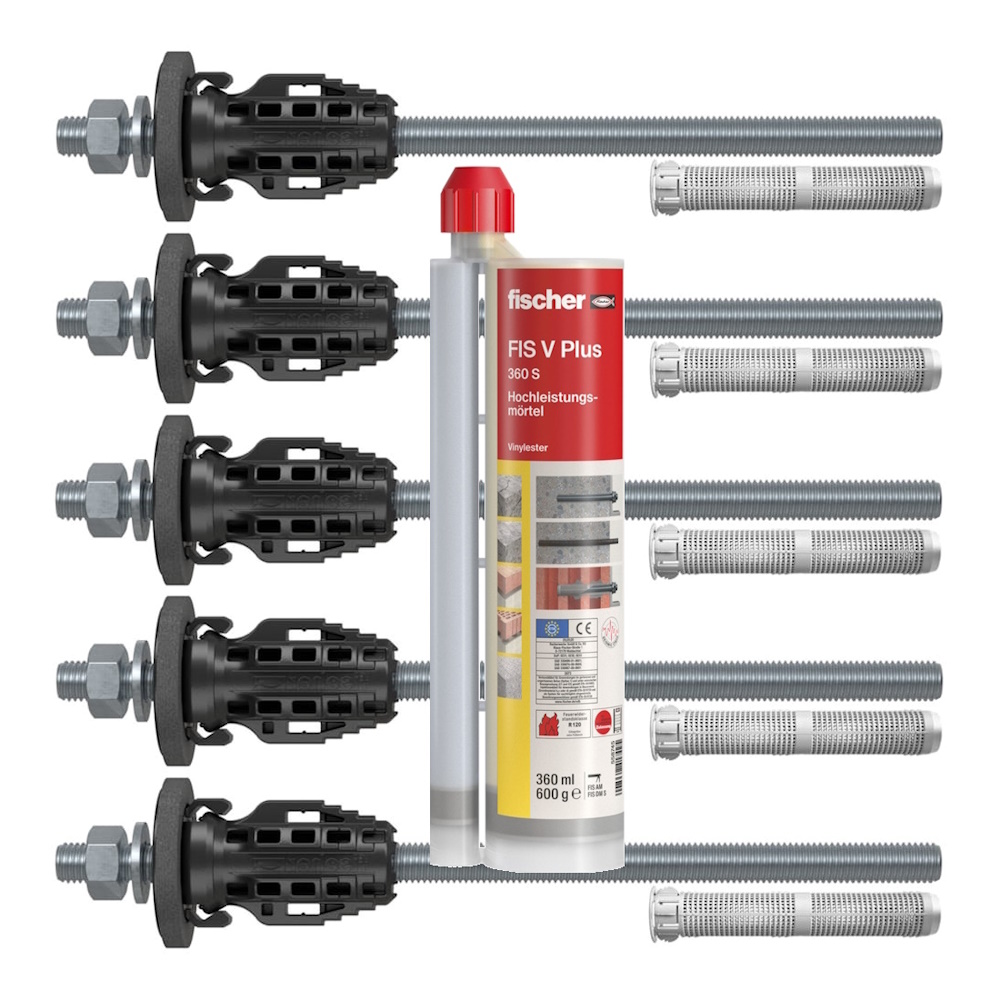 Fischer TherMax 2 II Set - 5x TherMax II 12/110 M12 - 1x Mörtel FIS V Plus 360 S