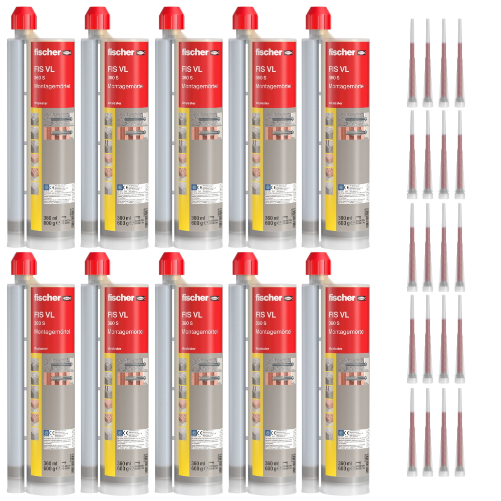 Fischer Montagemörtel FIS VL 360 S  - 10 Stück inkl. 20x Statikmischer - 519556