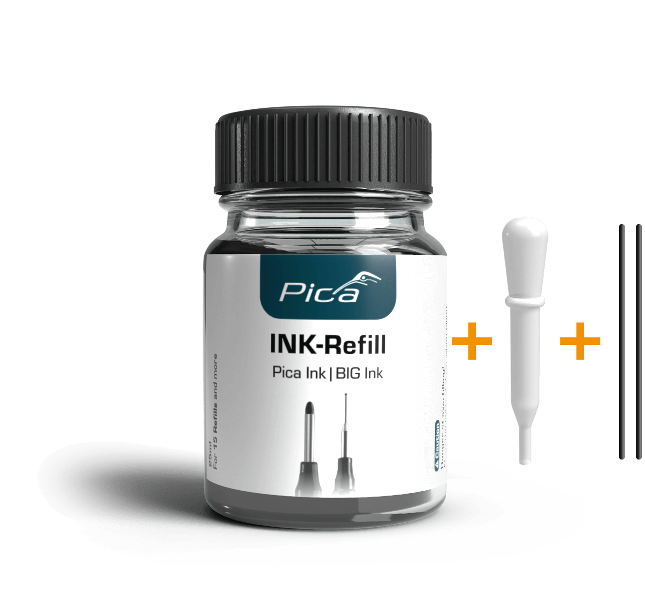 Pica Ink Refill Set - 55846 - schwarz - 25ml - 15 Befüllungen - inkl. 2x Docht + Pipette