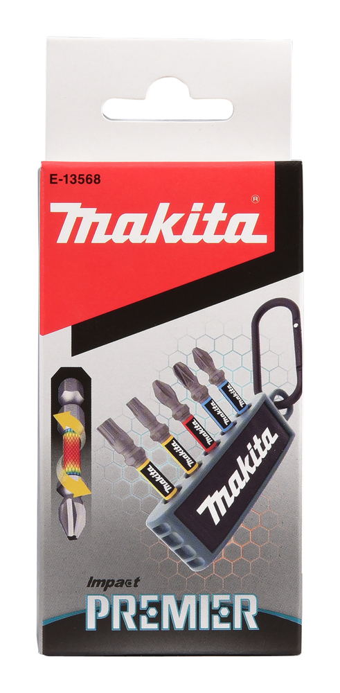 Makita Torsion Bit-Set Impact Premier - 5-tlg - E-13568 - PH/PZ//T - Karabiner