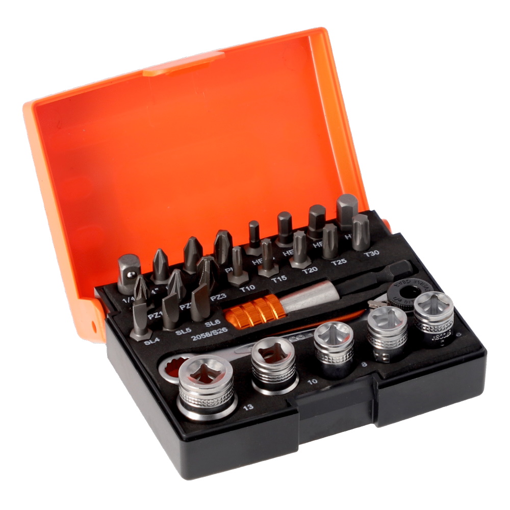 Bahco Bitsatz Steckschlüsselsatz mit Bit-Knarre - 18 Bits - Bithalter - 2058/S26