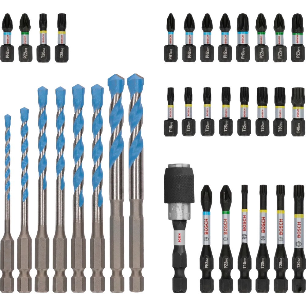 Bosch Schrauber Bit-Set - Pro Impact Bit-Set - farbcodierte Ringe - 35-teilig