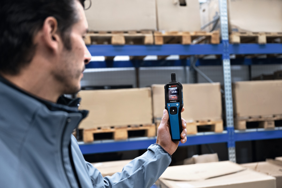 Bosch Holzfeuchtigkeitsmesser GDH 1-17 Thermo Hygrometer IP65 - präzise Messung
