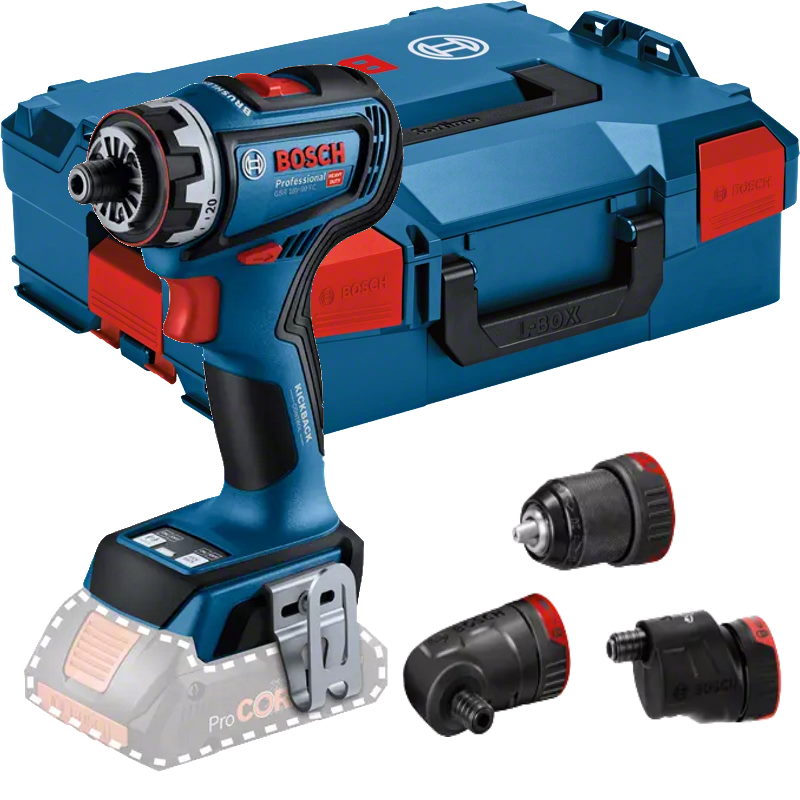Bosch Akku-Bohrschrauber GSR 18V-90 FC - 3 Aufsätze - L-BOXX - Sologerät
