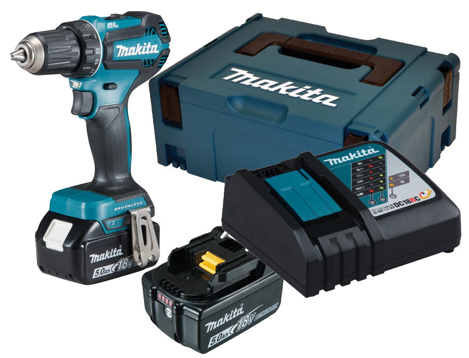 Makita Akku-Bohrschrauber DDF 485RTJ - 18V - im MAKPAC 2 + 2x5,0Ah
