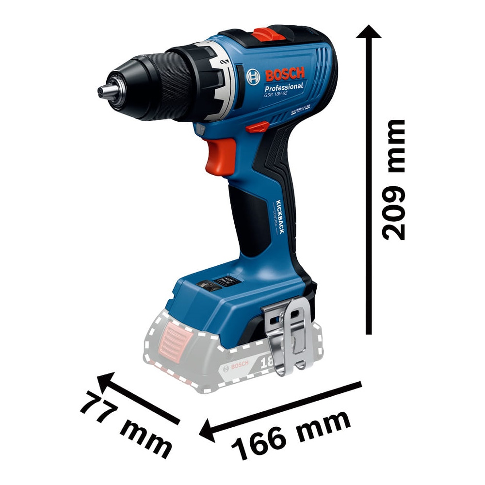 Bosch Professional 18V Set - GSR 18V-65 + GBH 18V-22 + GWS 18V-8 + 2x 5Ah Akku