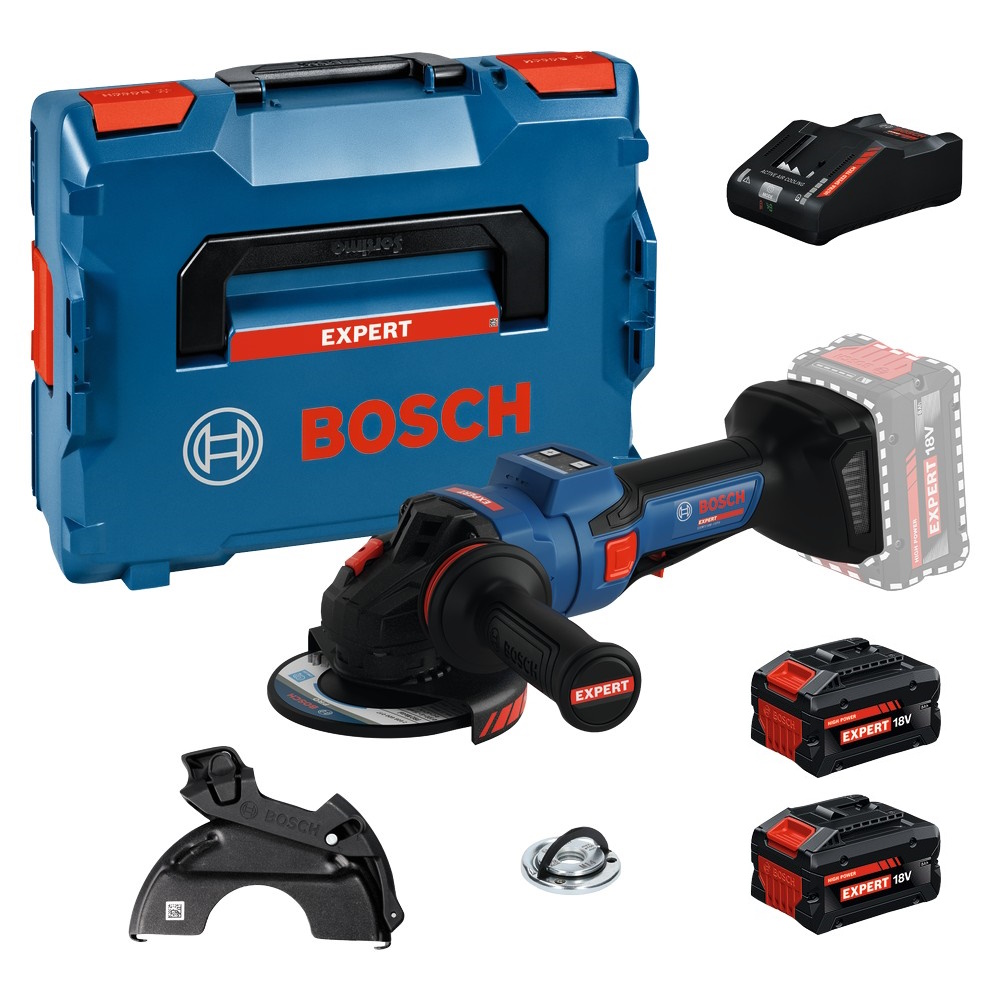 Bosch Winkelschleifer EXPERT EXWS18V-15PS - L-Boxx - 2x 18V 8Ah Akku - Ladegerät