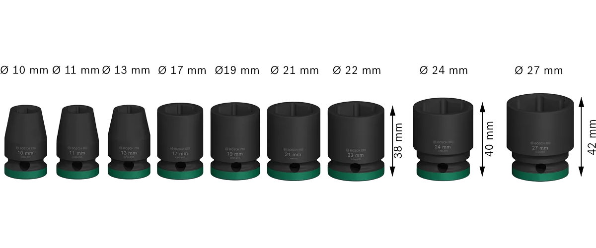 Bosch PRO Impact Steckschlüsselsatz Set - 9-teilig - 1/2" - robust - 2608003038