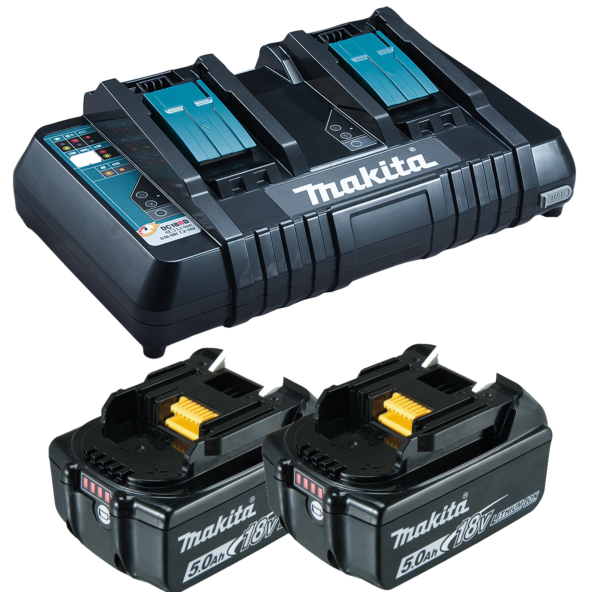 Makita Akku-Schlagschrauber 18V DTW1002Z - Ladegerät DC18RD - 2x5Ah Akkus