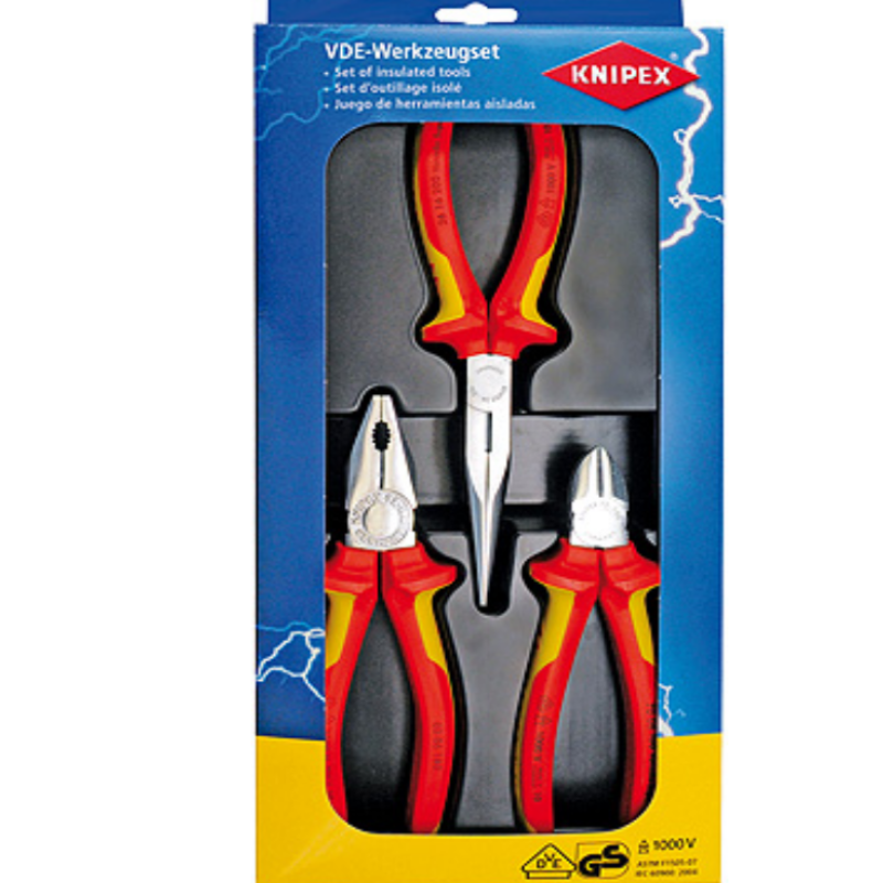Knipex Zangenset 00 20 12 Elektro-Paket Kombizange Seitenschneider Spitzzange