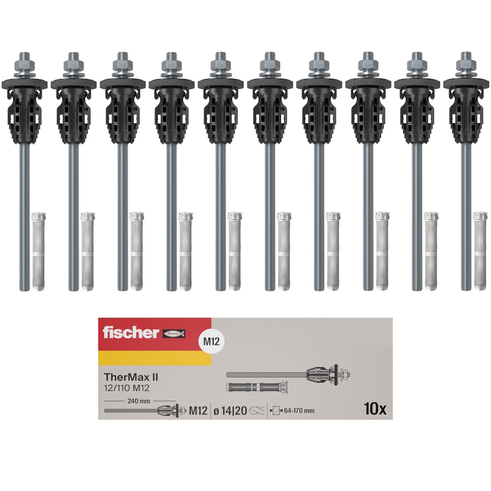 Fischer Dübel Abstandsmontagesystem SET 10 Stück TherMax 2 II 12/110 M12 - WDVS