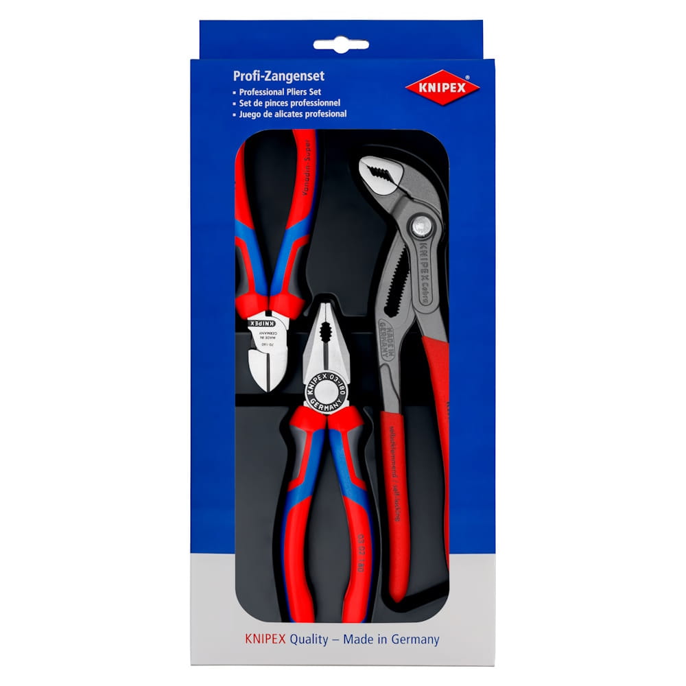 Knipex Zangenset - Wasserpumpenzange Kombizange Seitenschneider - 002009V01