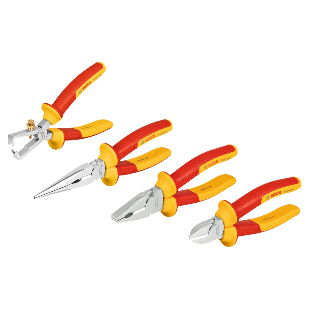 Bosch VDE Zangenset 4 Zangen - Professional 4-teilig Diagonal Kombi Spitzzange