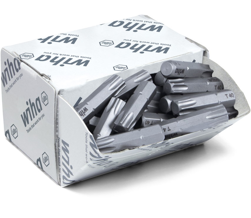 Wiha Bits Großpack Standard 25 mm - 08070 - 50 Stück - TX T40 - 1/4" C6,3