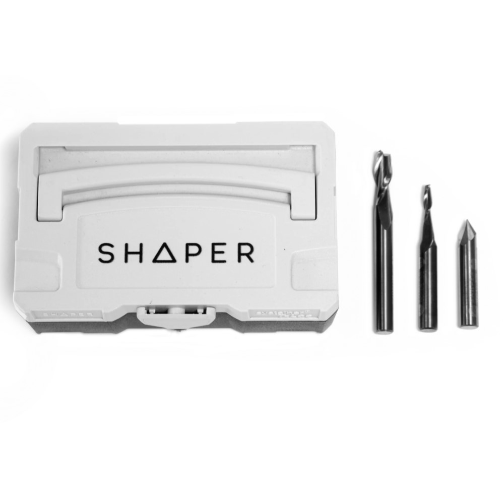 Shaper Basis Fräser-Set - je 1x 3mm und 6mm Sprialnutfräser - 1x Gravierfräser
