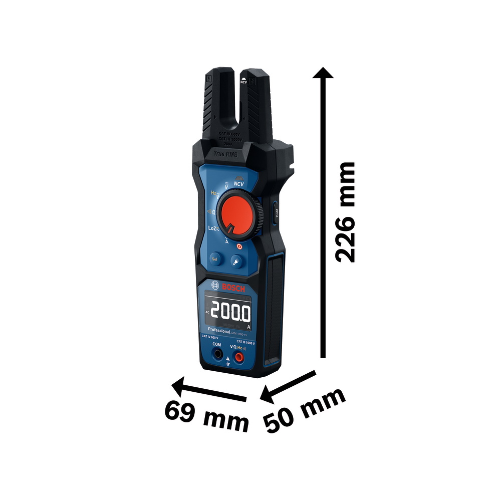 Bosch Gabelstromzange GFM 1000-15 - Elektromessgerät - LCD Display inkl. Tasche