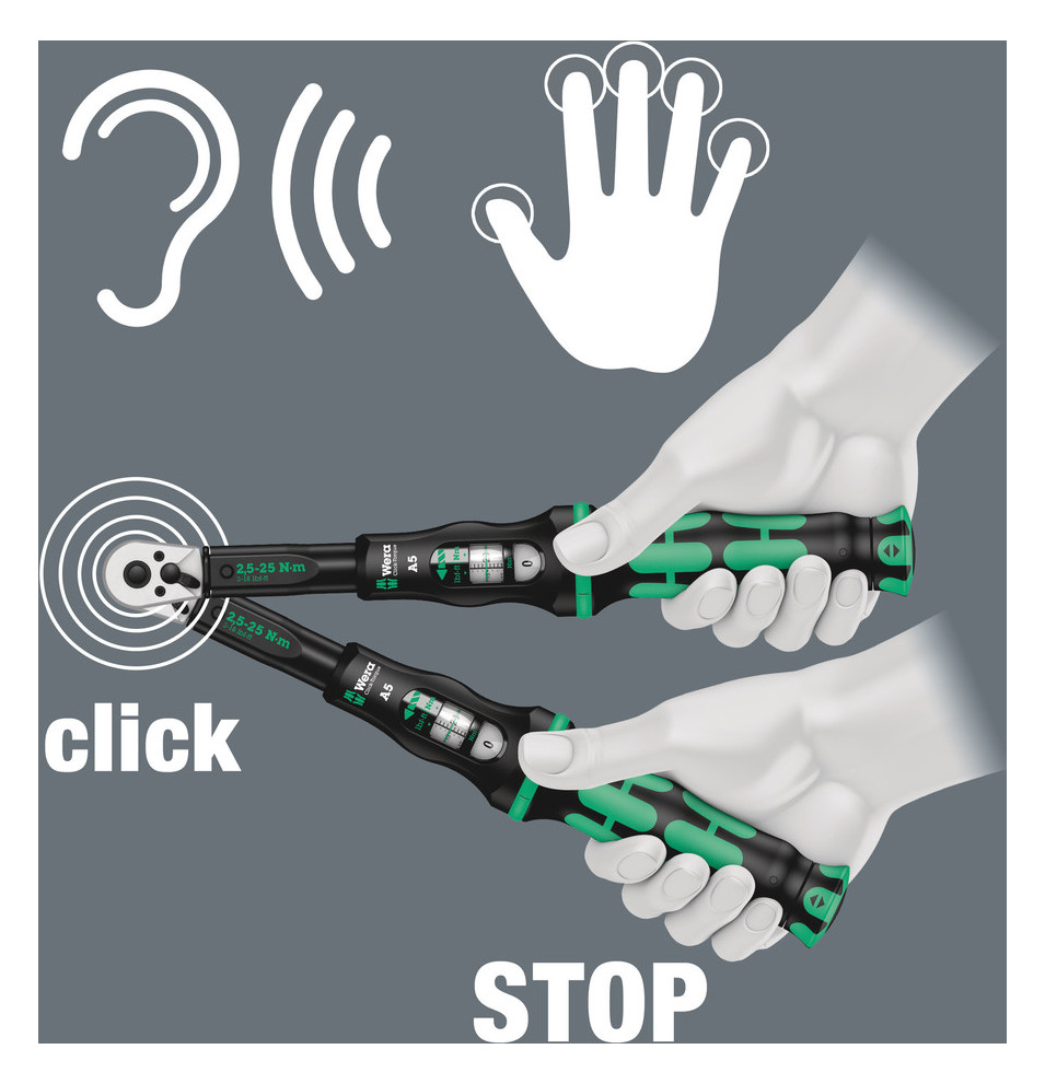 Wera Click-Torque A 5 Drehmomentschlüssel - 1/4" - 29cm - 2,5-25 NM - für Nüsse