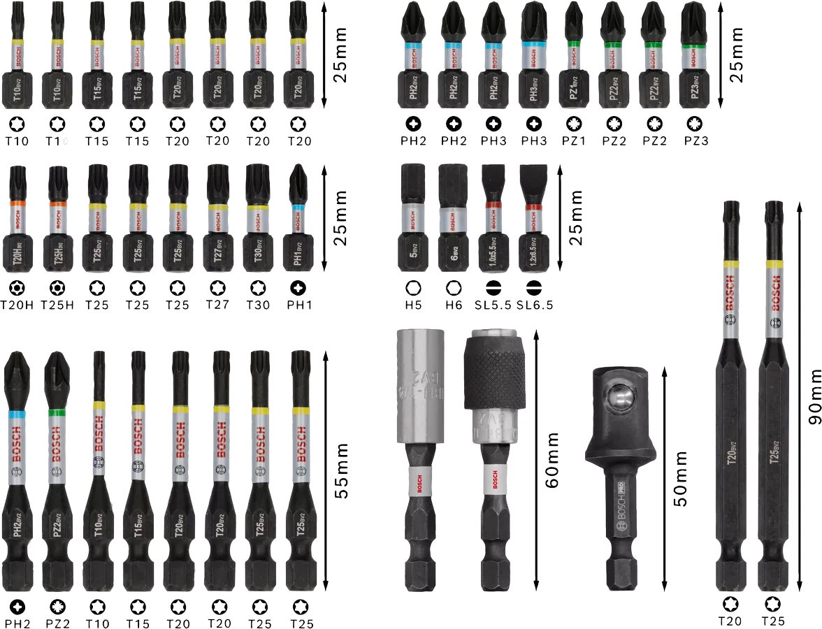 Bosch PRO Impact Schrauberbit Set - 41-teilig - extrem robust - 2608521U78