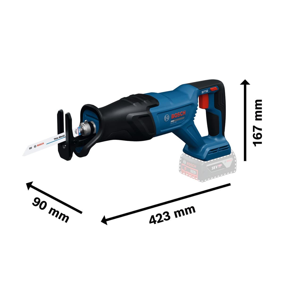 Bosch Akku Säbelsäge 18V PRO GSA18V-280 in L-BOXX - ohne Akku/Ladegerät
