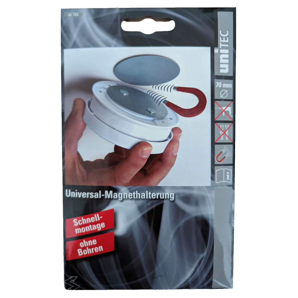 Unitec Universal - Magnethalterung - 70mm - ohen Bohren - 3M - 46792
