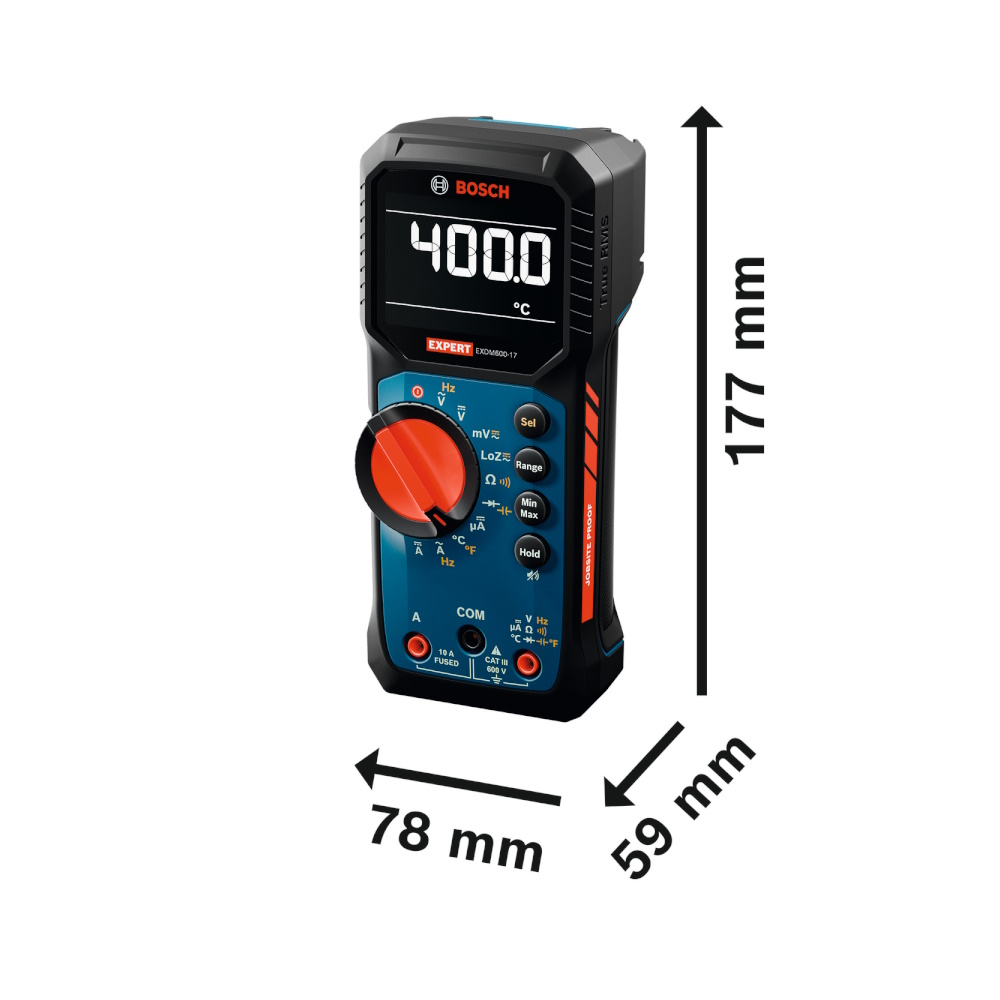 Bosch Digitalmultimeter EXPERT EXDM600-17 IP65 600V True RMS -40 bis 400°C