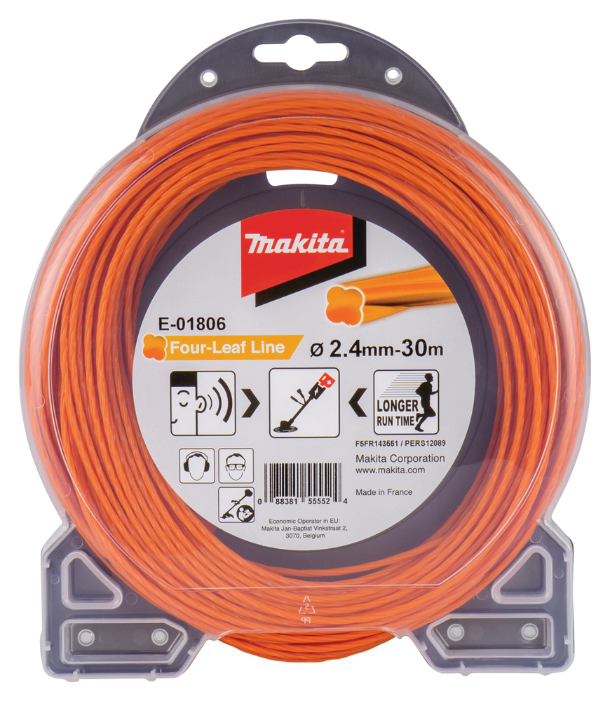 Makita Mähfaden Four Leaf orange - 2,4 mm - E-01806 - 30m - für Trimmer