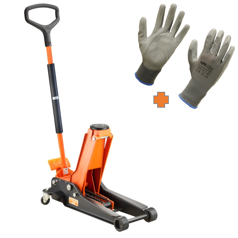 Bahco Wagenheber Rangierwagenheber BH 12000 2 T mit Doppelkolben + Handschuhe