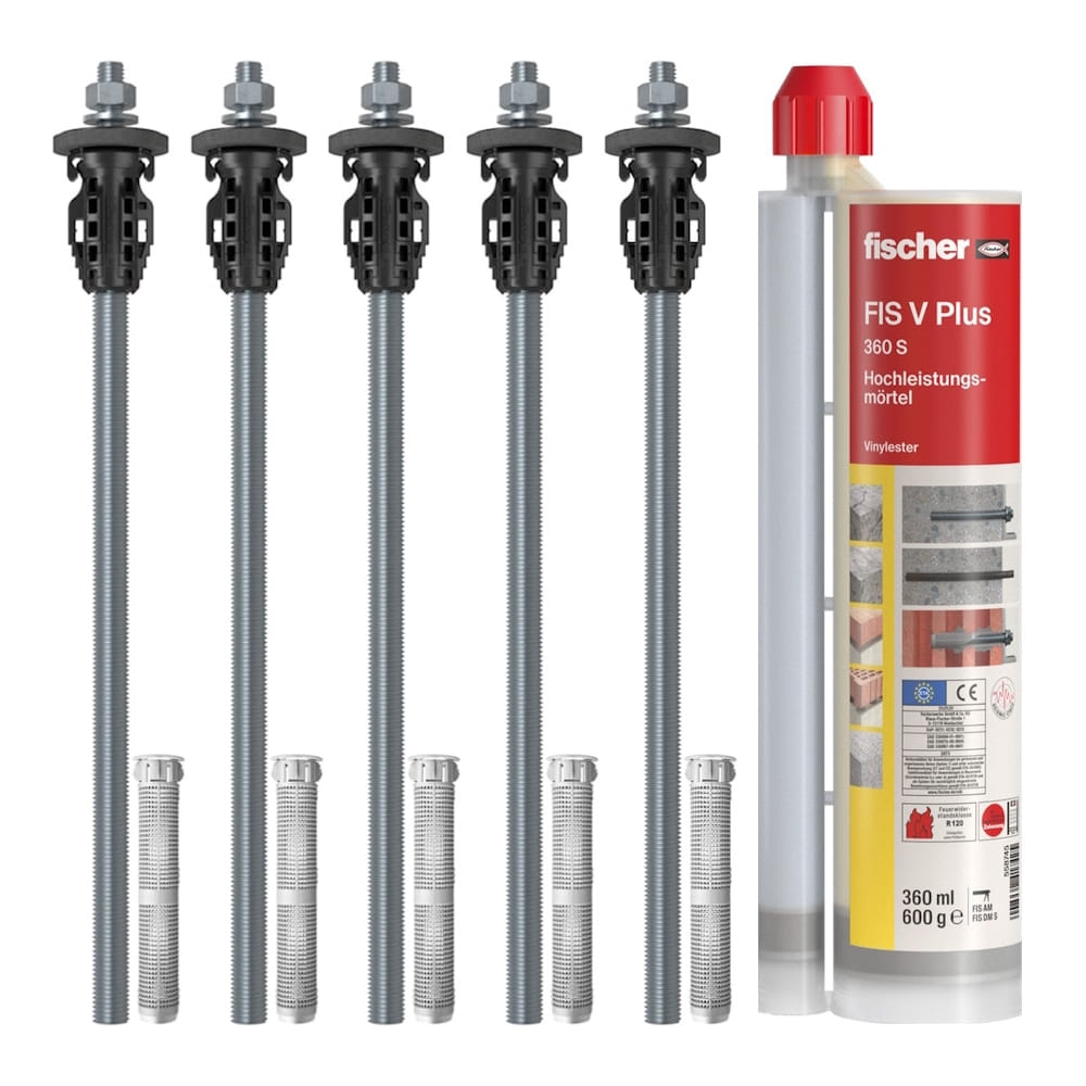 Fischer TherMax 2 II Set - 5x TherMax II 16/250 M12 - 1x Mörtel FIS V Plus 360 S