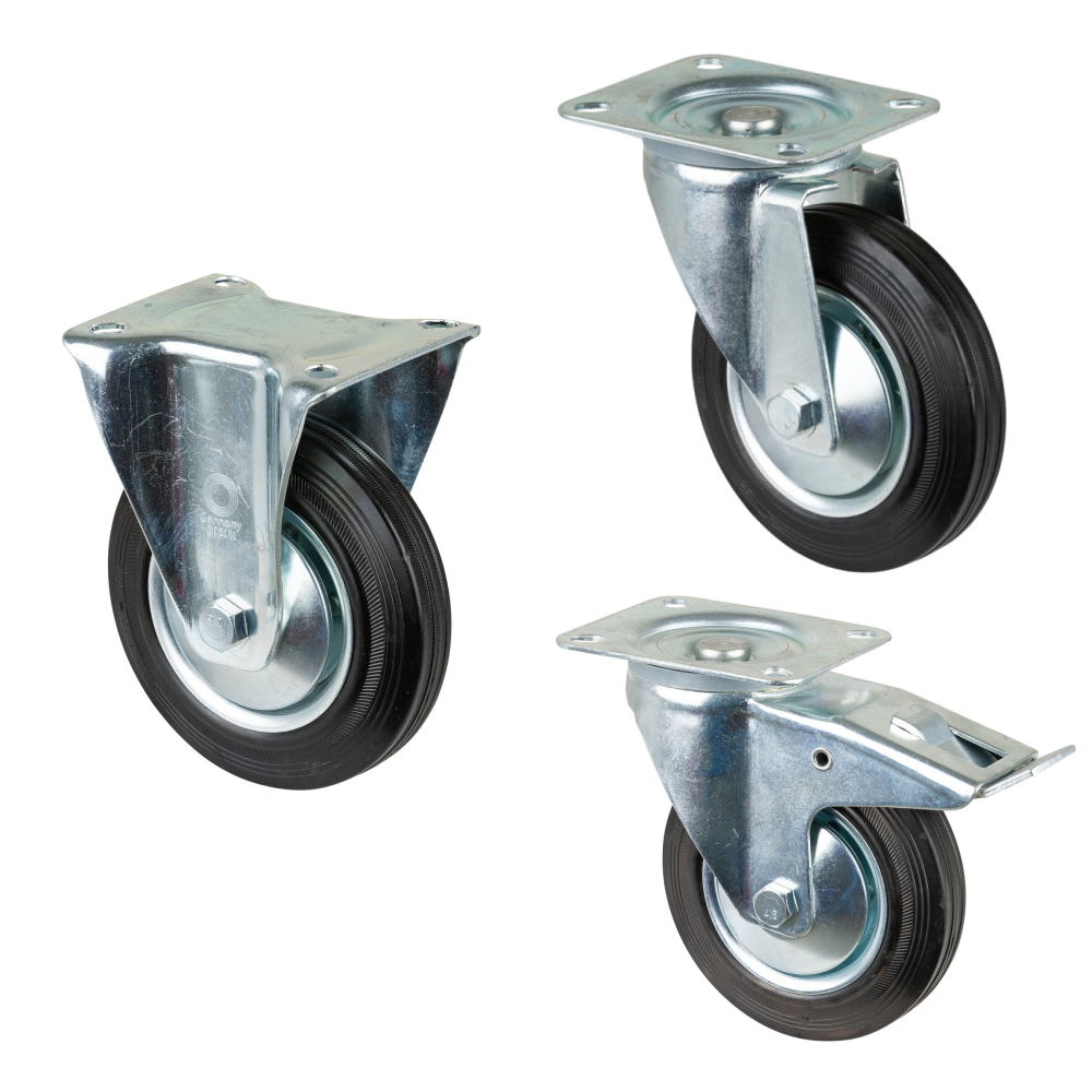 BS Rollen - Bockrolle - Lenkrolle - Feststeller - Transportrolle - Gummirad B55