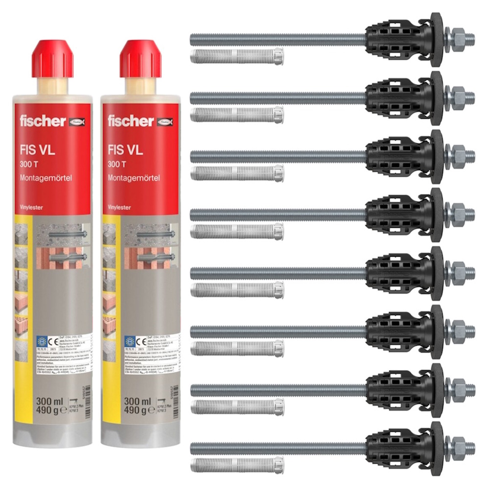 Fischer TherMax 2 II Set - 8x TherMax 2 II 12/110 M12 - 2x Mörtel FIS VL 300 T