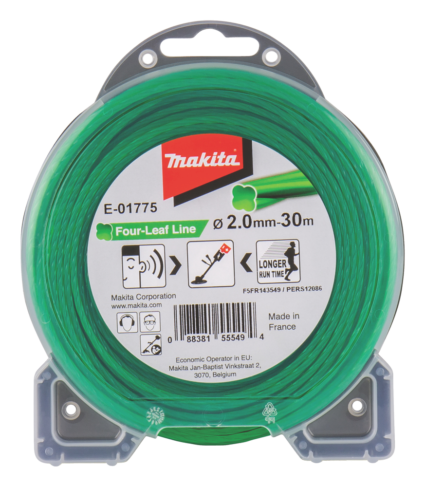 Makita Mähfaden Four Leaf grün - 2 mm - E-01775 - 30m - für Rasentrimmer