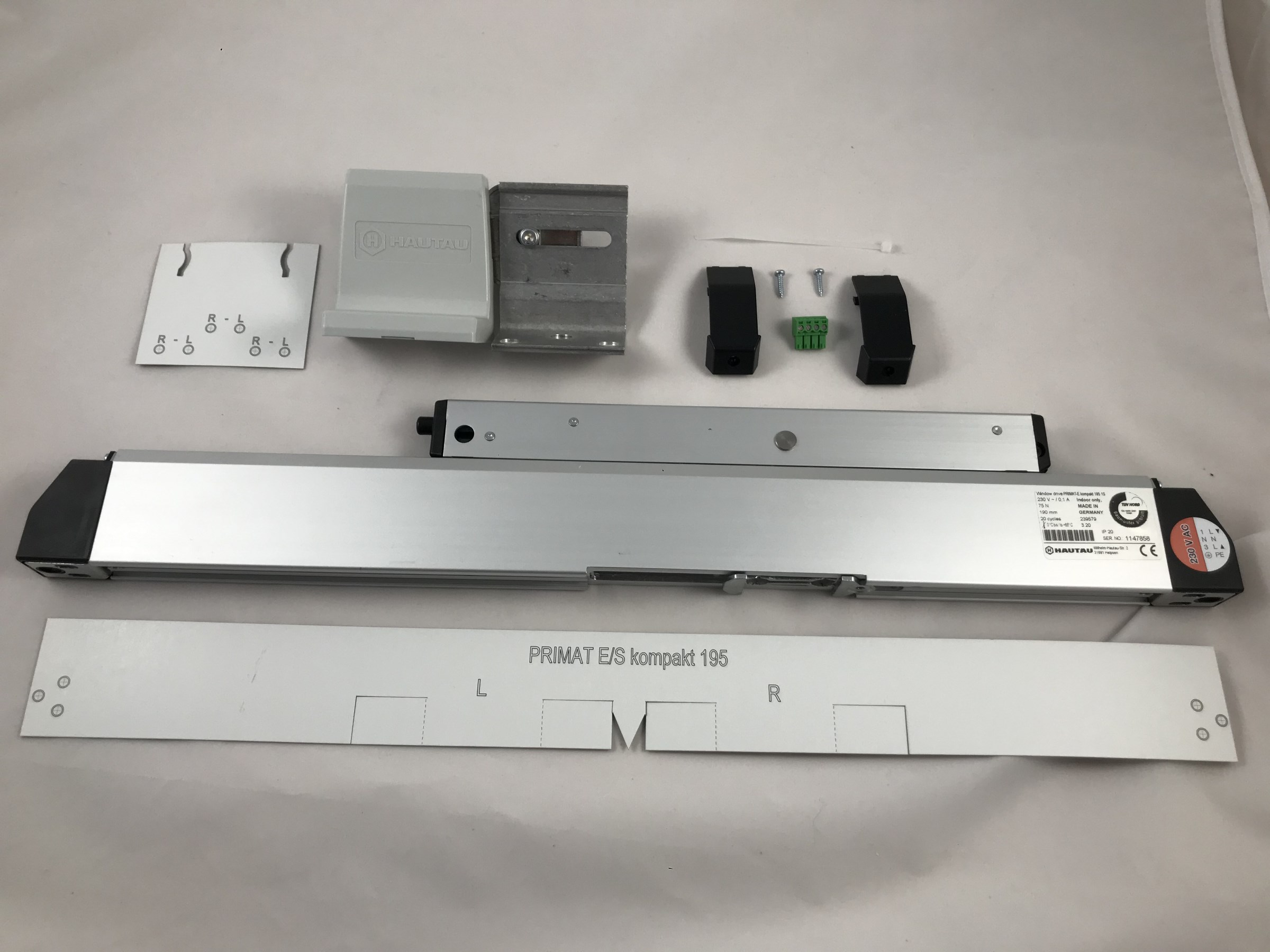 Hautau Primat-E kompakt 195 Oberlichtöffner 1-scherig - silber EV1 - Flügelbock