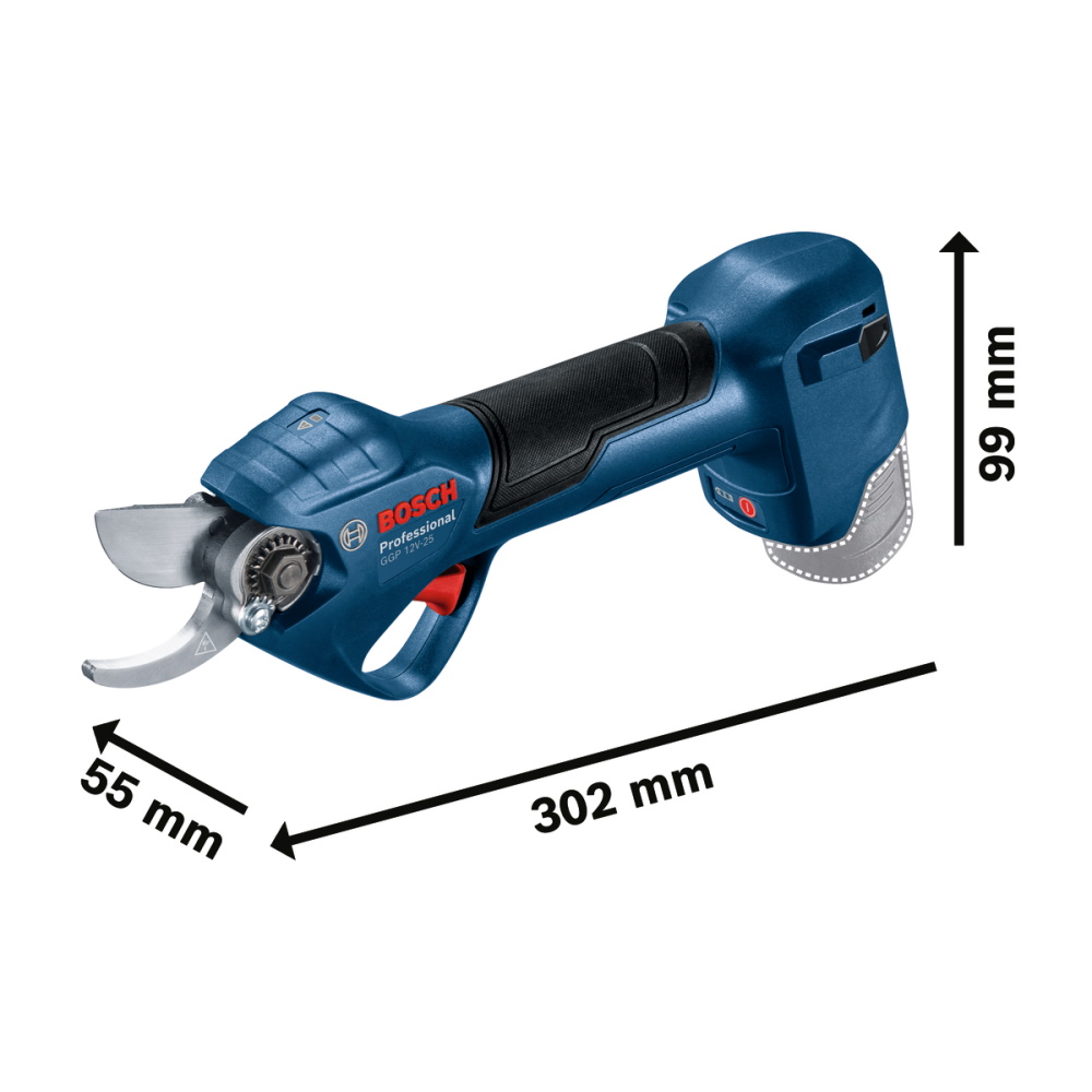 Bosch Akkuschere Gartenschere GGP 12V-25 - 12V - Sologerät ohne Akku/Ladegerät
