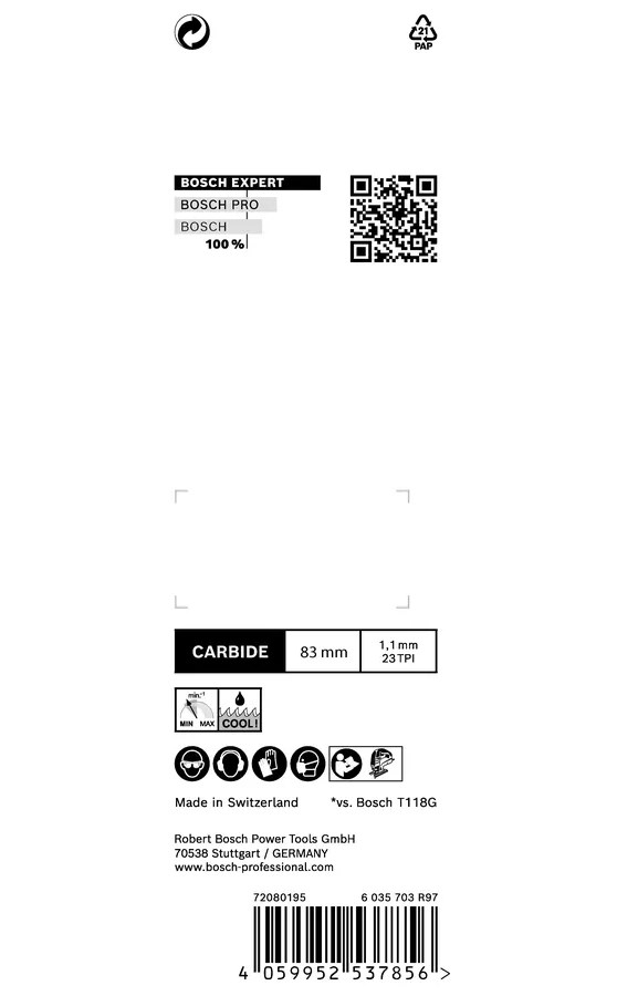 Bosch Stichsägeblätter T118AHM - für Blech - 83mm - 3 Stück - 2608900561
