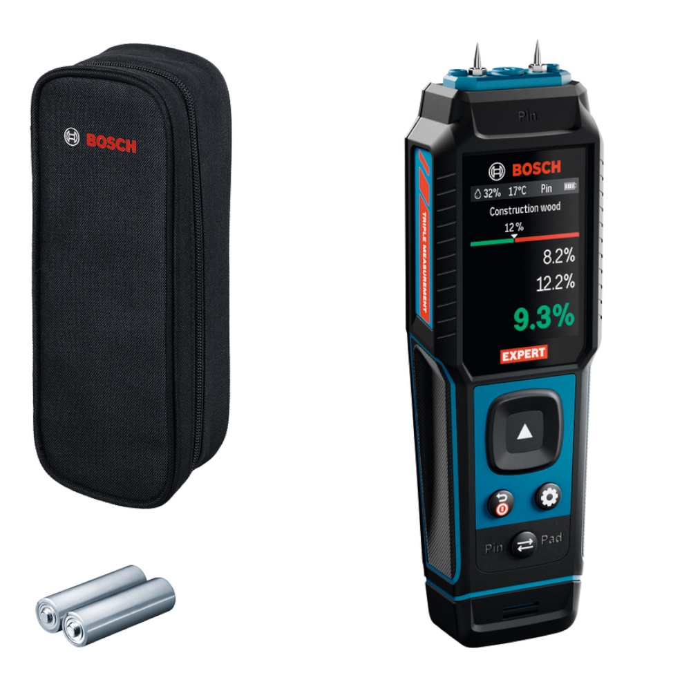 Bosch Materialfeuchtigkeitsmesser EXPERT EXMM3-17 Pin Pad Thermo IP65 In Tasche