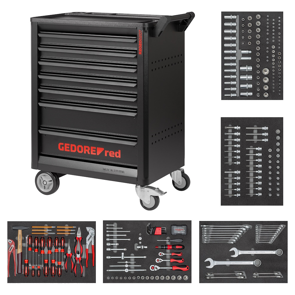 Gedore Werkstattwagen 273 teilig GEDMaster - 7 Schubladen - 400kg Tragkraft