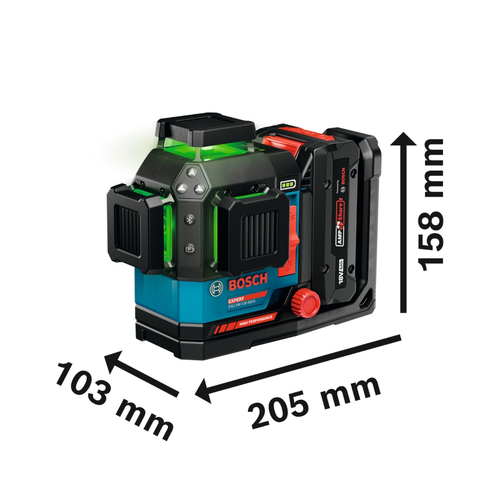 Bosch Linienlaser EXPERT EXLL18V-120-33CG - Akku - 3x360 grün IP65 120m Radius