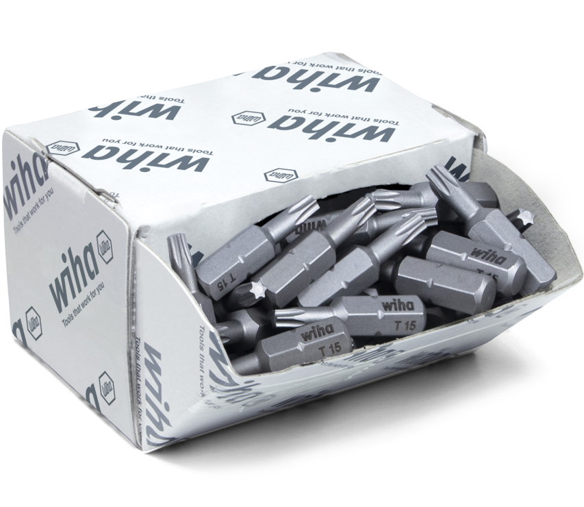 Wiha Bits Großpack Standard 25 mm - 08066 - 50 Stück - TX T15 - 1/4" C6,3