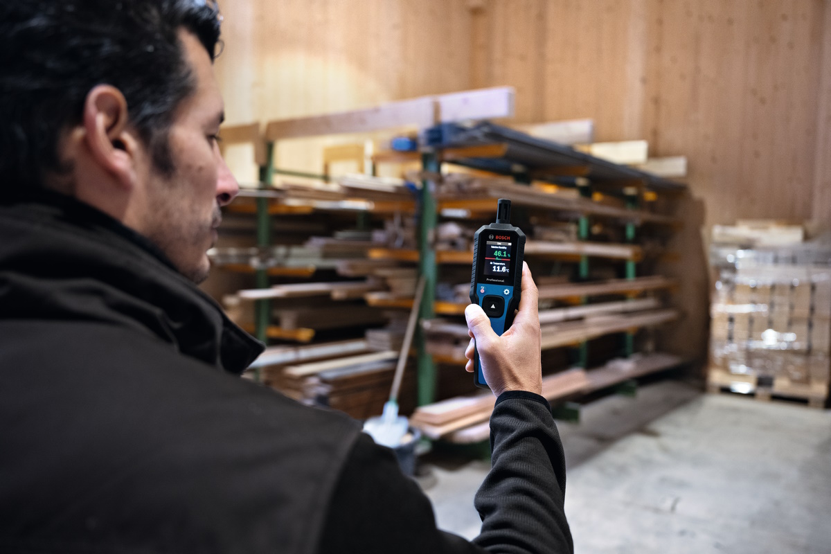 Bosch Holzfeuchtigkeitsmesser GDH 1-17 Thermo Hygrometer IP65 - präzise Messung