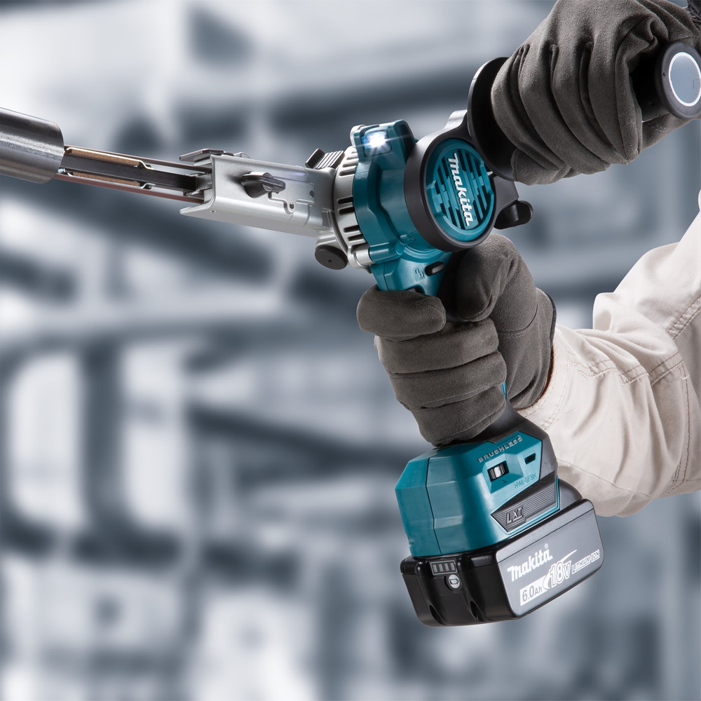 Makita Akku Bandfeile - DBS180Z - inkl. 9mm Ausleger - 18V - mit Motorbremse