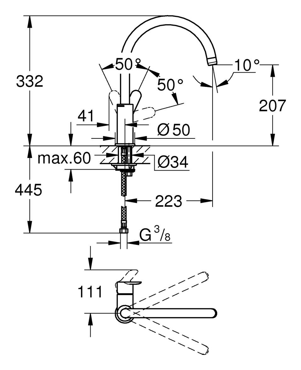 Grohe 2x Spültisch-Einhebelmischer BauEdge - 31367000 - schwenkbarer Auslauf