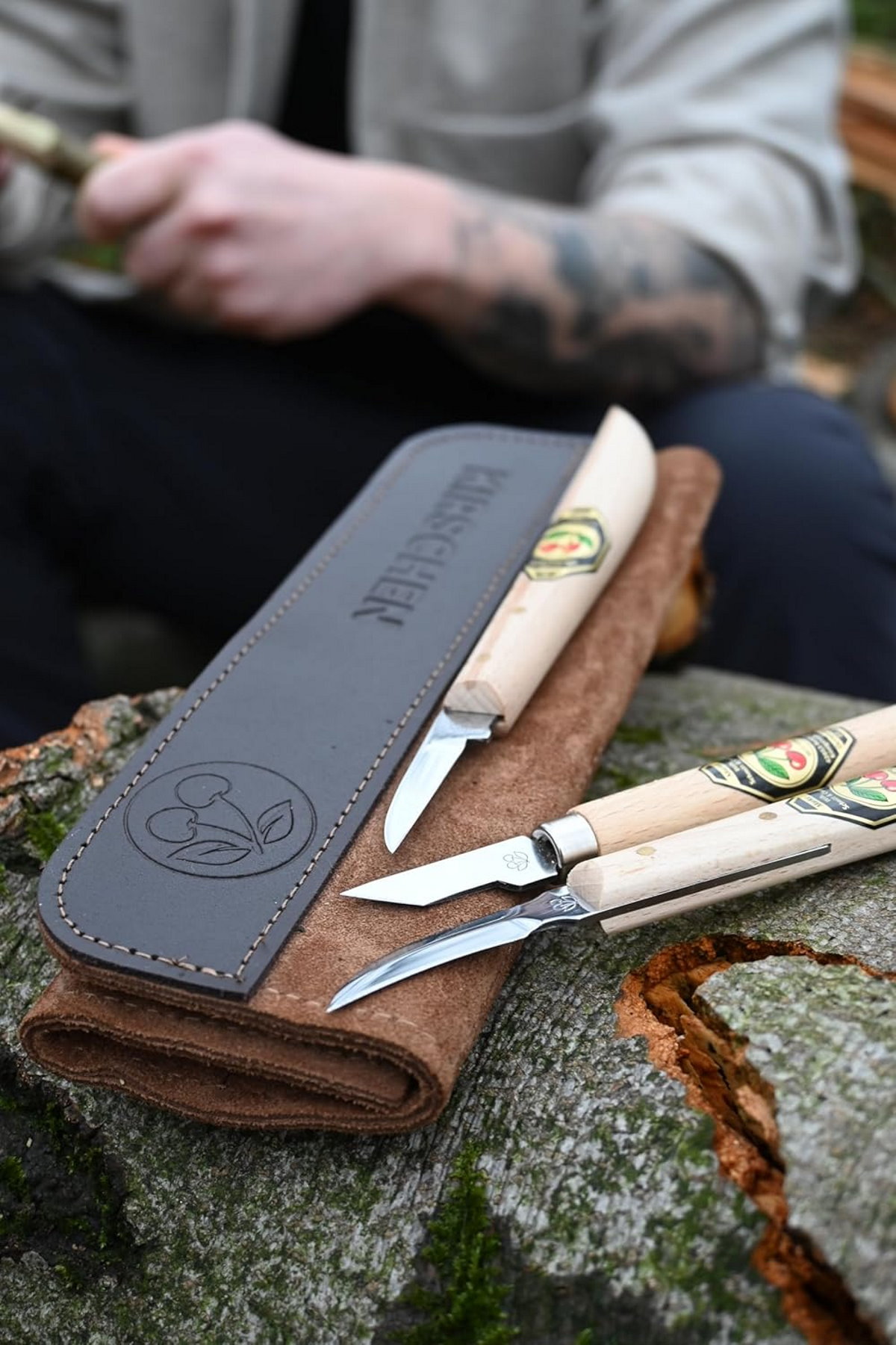 Kirschen Schnitzmessersatz 3307000 - Leder-Tasche - 3-teilig - diverse Klingen