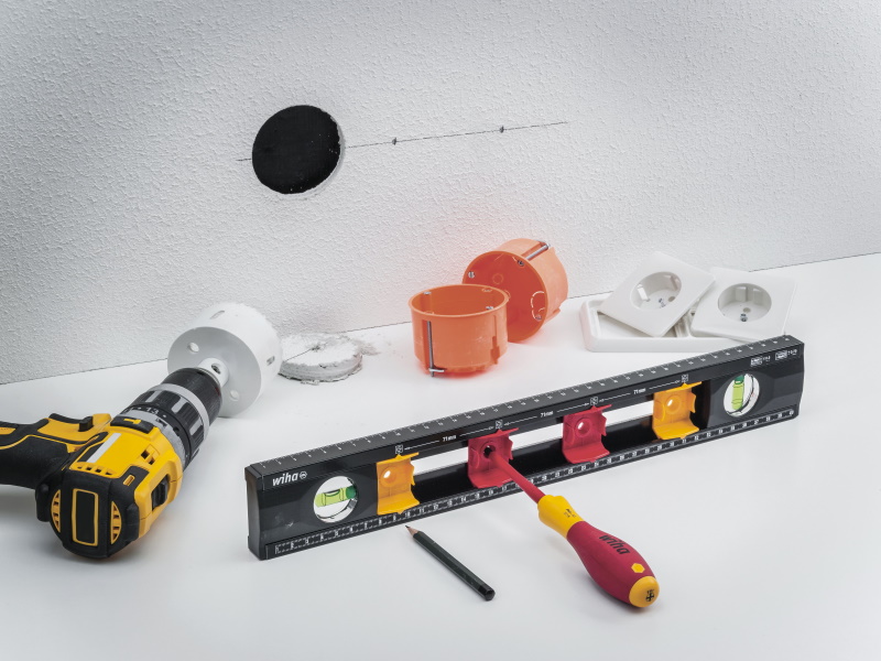 Wiha Elektriker Wasserwaage - Steckdosen -  Unterputzdosen - 40cm - 42074