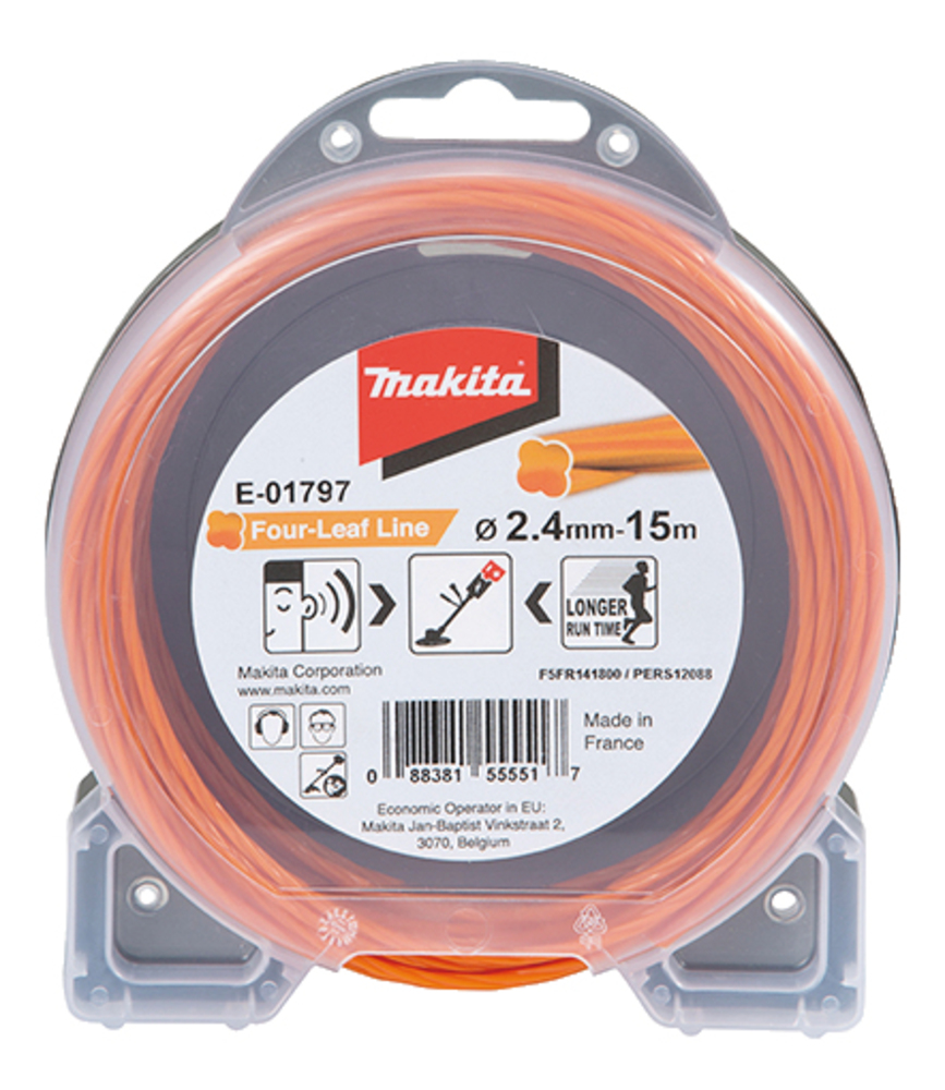 Makita Mähfaden Four Leaf orange - 2,4 mm - E-01797 - 15m - für Trimmer