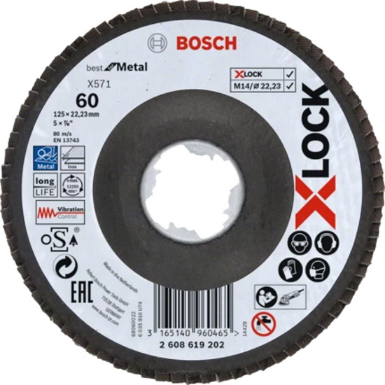 Bosch X-LOCK Fächerschleifscheibe - 125mm - K60 - X571 - 2608619202