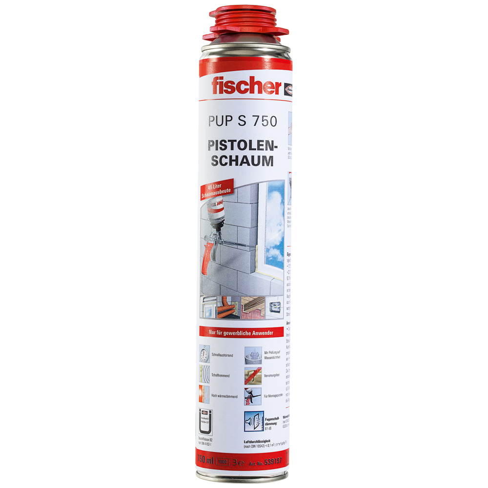 Fischer Pistolenschaum Montageschaum Füllschaum Dämmschaum PUP S 750ml B2 - 1K