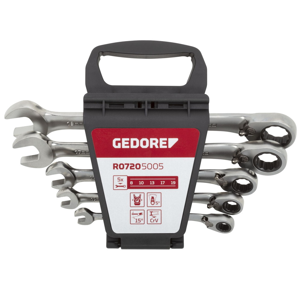 Gedore Red Maul-Ringratschenschlüssel Satz - umschaltbar - 5teilig - R07205005