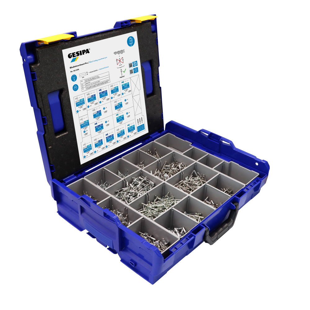 Gesipa Blindnieten Sortiment Pro in der L-Boxx - 1578 teilig - inkl. 3 Bohrer